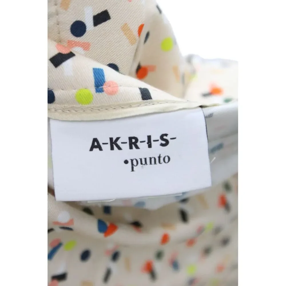 Akris Punto Womens Cropped Beige Geometric Cotton Pants Zip Size 16